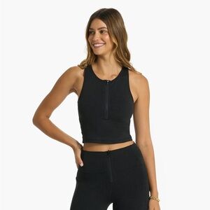 Vuori Granite Heathered Zip Tank - Size S